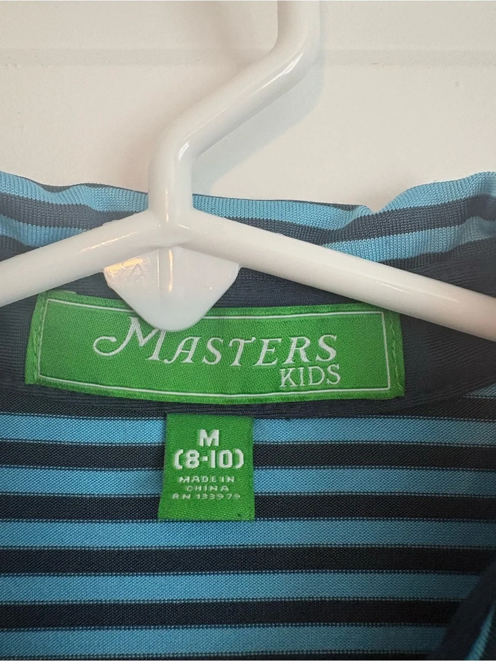 Masters Boys Light Blue and Navy Striped Polo